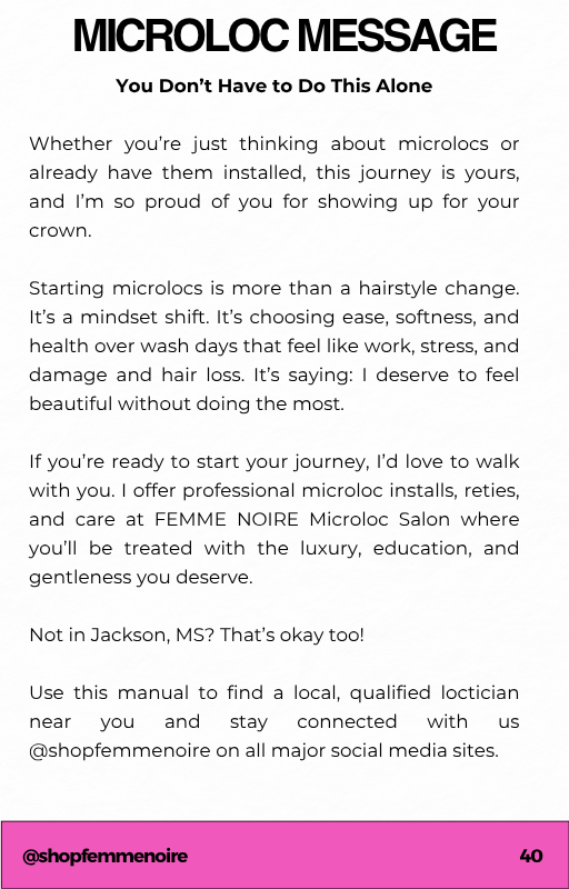 Text message about microloc installation services with a pink footer