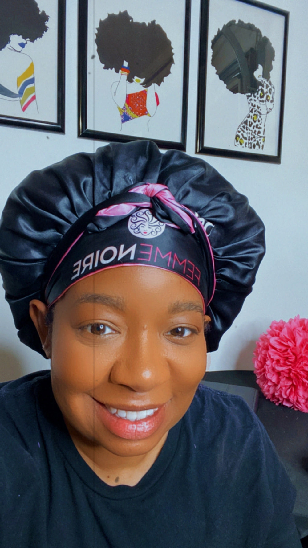 Satin Bonnet for Curly Hair FEMMENOIRE – FEMME NOIRE