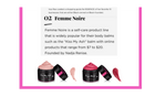 Advertisement for Femme Noire self-care product line with text about Issa Rae's shopping guide.